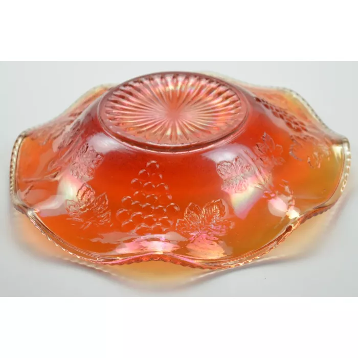 Carnival Bowl - Grape Design - Wavy Edge - 8" Diameter