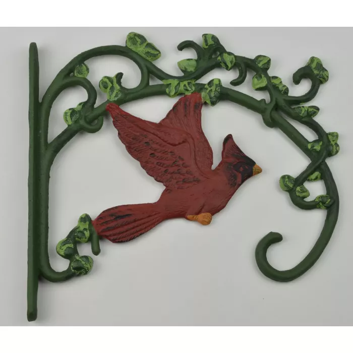 Cast Iron Plant Hanger Hook - Cardinal In Flight - 10" Tall