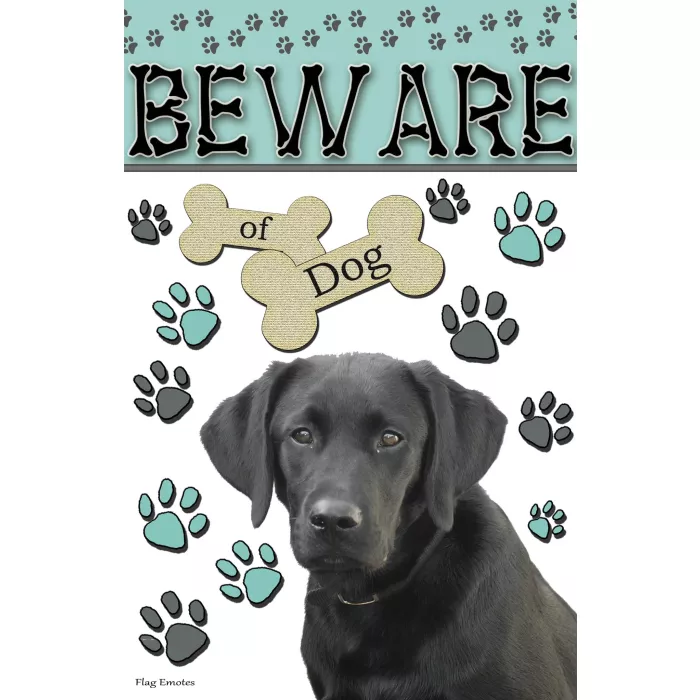 Flag Emotes - Double Sided Garden Flag - Beware Of Dog - Black Lab