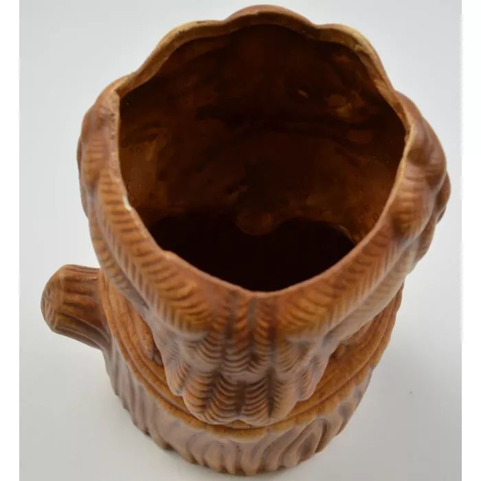 Brown Owl Perched On Tree Ceramic Planter - 7" Tall