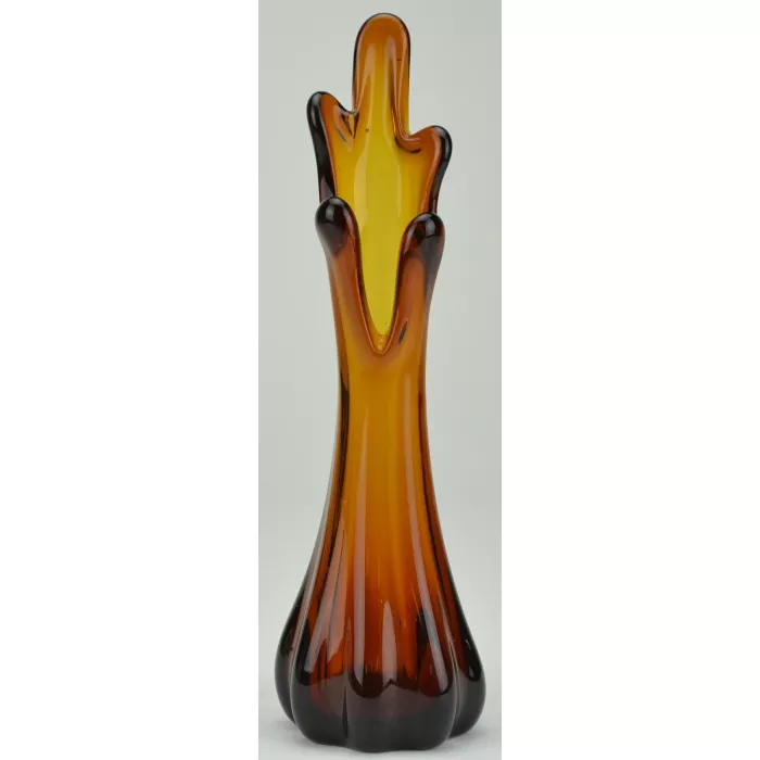 Amber Art Glass Stretch Vase - 11" Tall