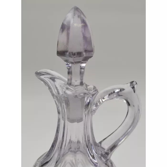Clear Cut Glass Oil & Vinegar Cruet With Stopper - 7.25" Tall
