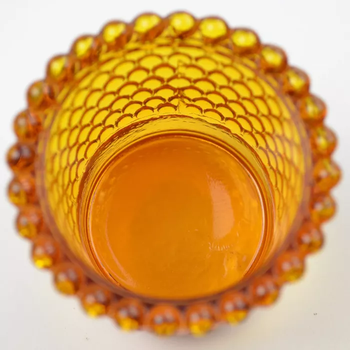 Vintage Amber Hobnail Candle Votive - 2" Tall