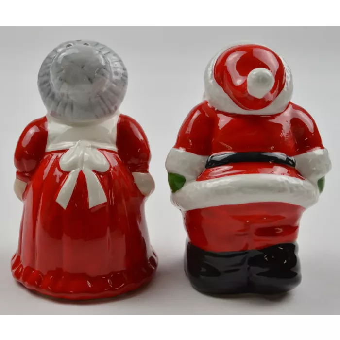 Santa & Mrs. Claus Kissing Ceramic Salt & Pepper Shakers - 3.75" Tall