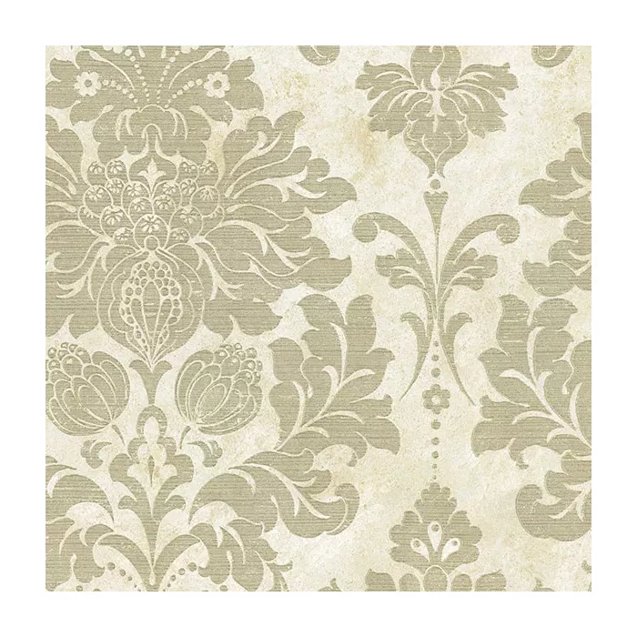 In Register Damask Wallpaper Dark Cream, Tan, Metallic Gold Norwall Wallcovering MD29414