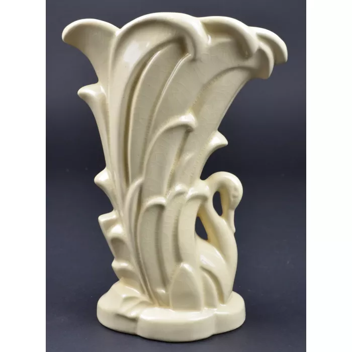 Ceramic White Swan Vase - Reproduction of Original McCoy - 9.5" Tall