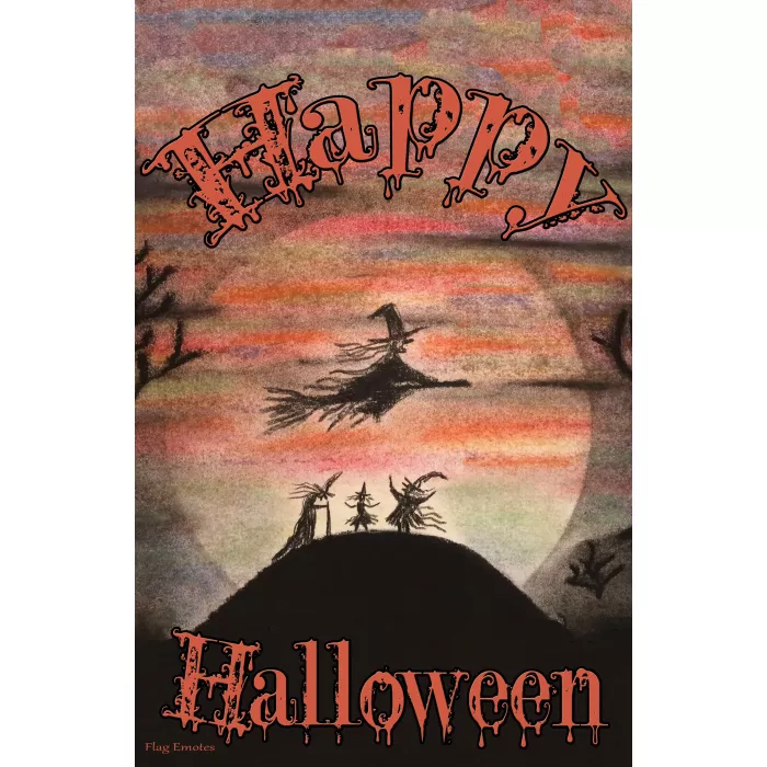 Flag Emotes - Double Sided Garden Flag - Happy Halloween Witches