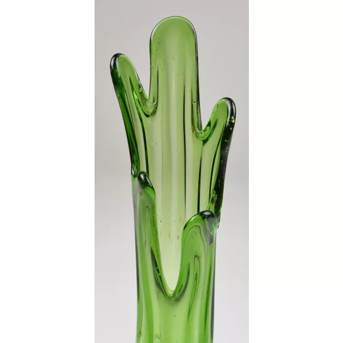 Emerald Green Swung Glass Stretch Vase - 10.5" Tall