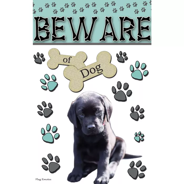 Flag Emotes - Double Sided Garden Flag - Beware Of Dog - Black Lab Puppy