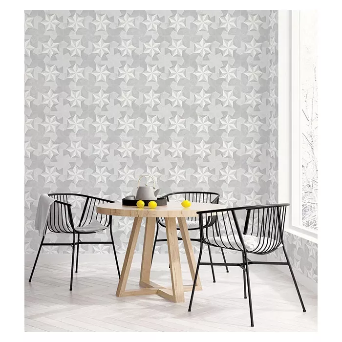 Inlay Wood Wallpaper Grey Silver, Metallic Silver Accents, Dove, Pencil Norwall Wallcovering G67985