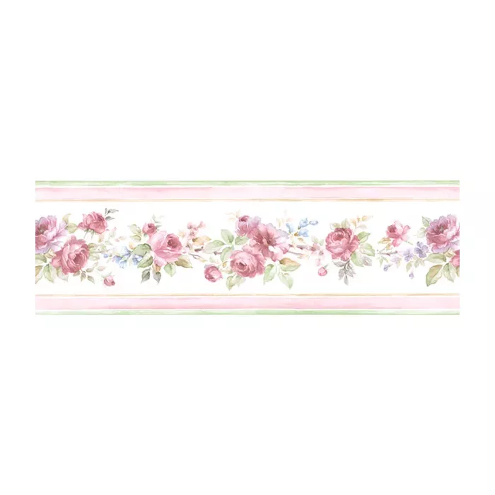 White Wedding Wallpaper Border Pink, Purple, Blue, Light Brown Norwall Wallcovering PR79654
