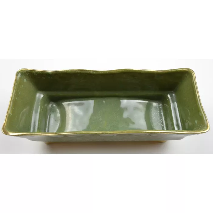 USA 23 Karat Gold Trimmed Green Planter - 40512 - 12" Long