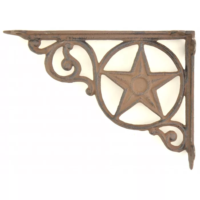 Wall Shelf Bracket - Star Pattern - Cast Iron - 8.75" Deep