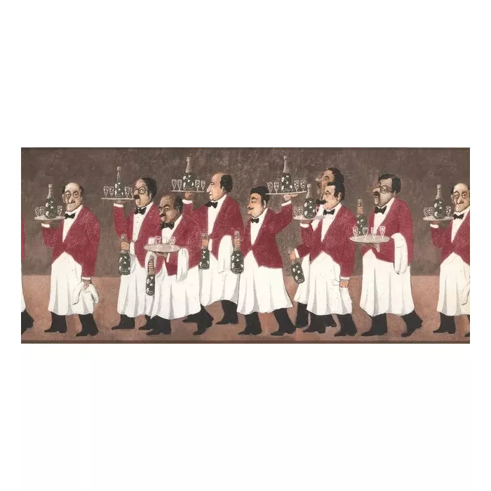 Waiters With Wine Wallpaper Border - York Wallcoverings