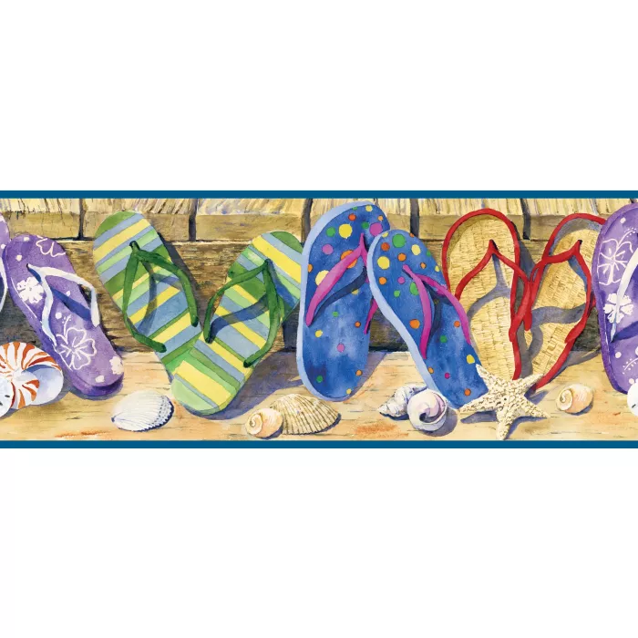 Gabby Sand Beach Sandals Portrait Wallpaper Border Chesapeake BBC05071B