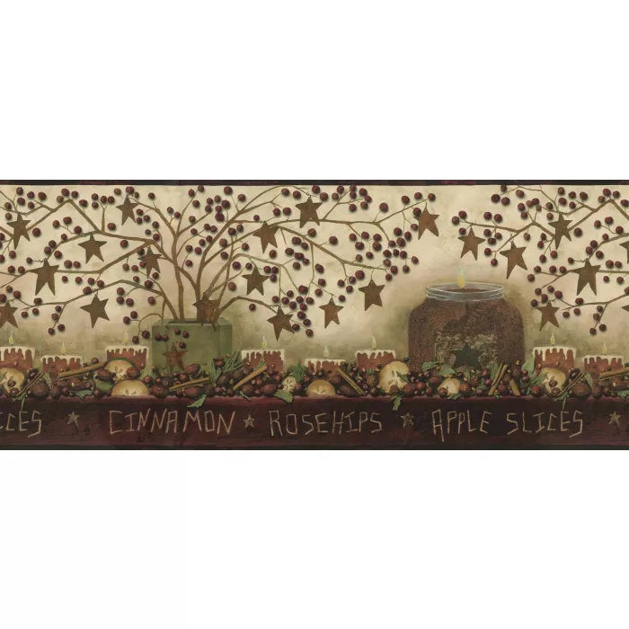 Danny Maroon Potpourri Trail Wallpaper Border Chesapeake BBC05131B