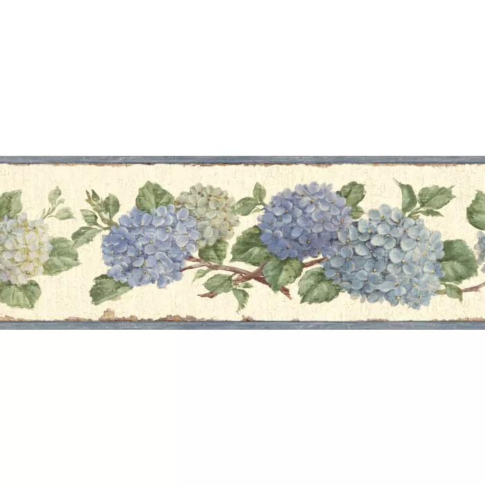 Esther Blue Hydrangea Trail Wallpaper Border Chesapeake BBC46001B