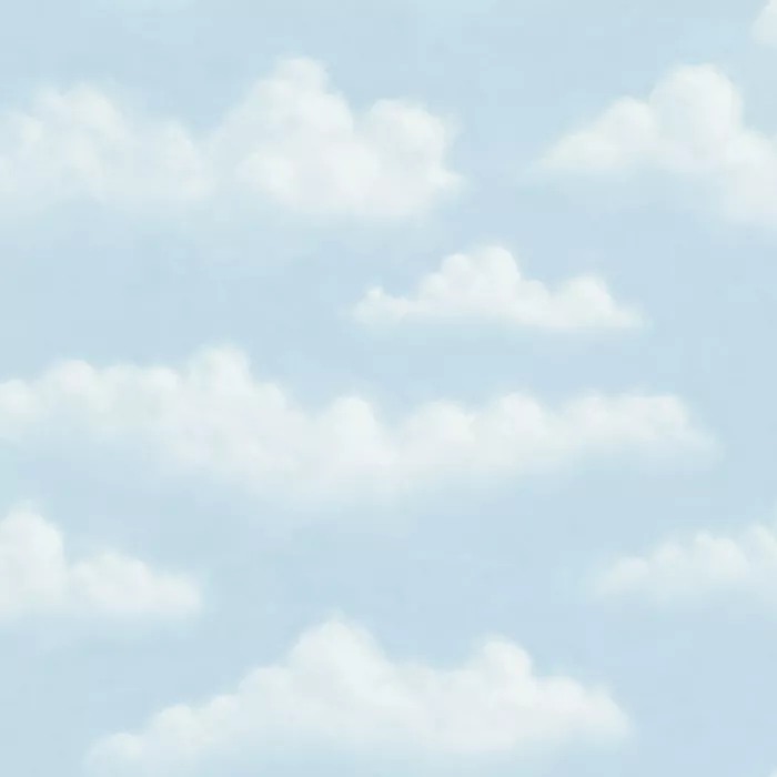 Fluff Blue Faux Puffy Clouds Wallpaper Sidewall Chesapeake BBC47075