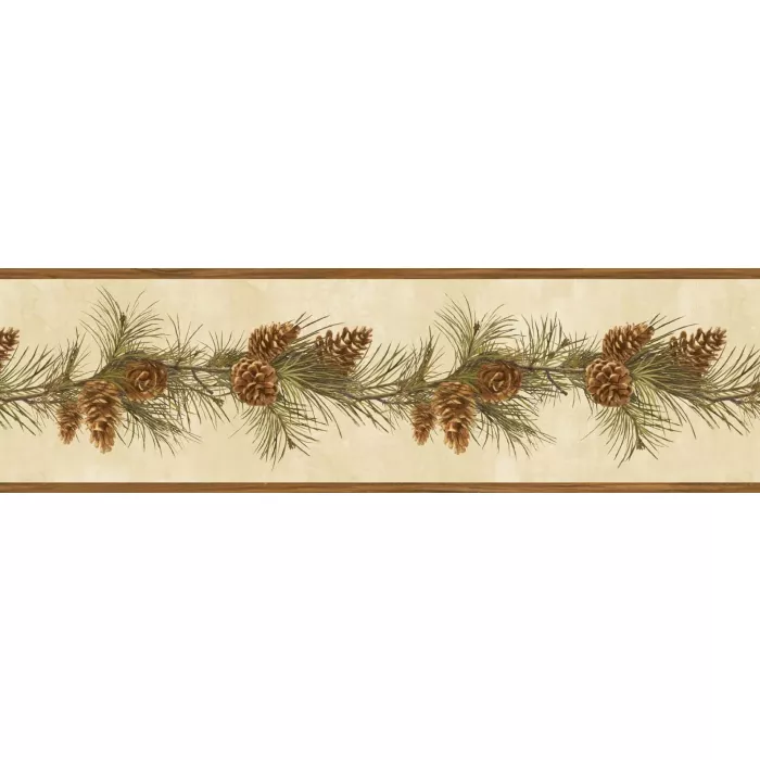 Fleming Sand Pine Boughs Trail Wallpaper Border Chesapeake BBC48401B