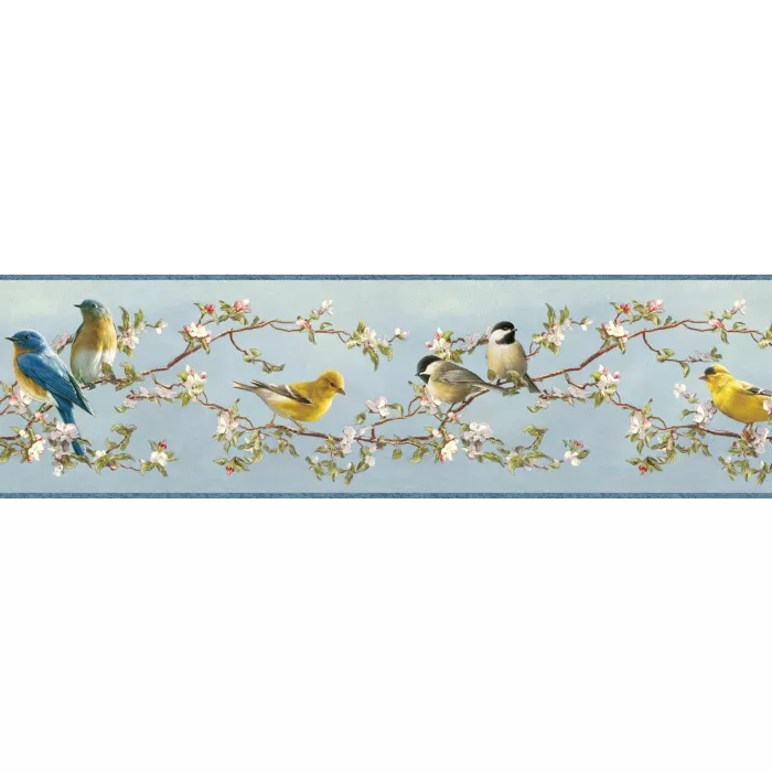 Daphne Blue Songbird Trail Wallpaper Border Chesapeake BBC48511B