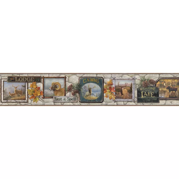 John Grey Signage Trail Wallpaper Border Chesapeake BBC48561B