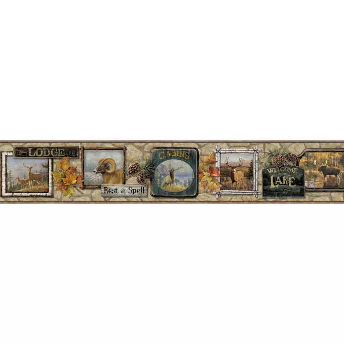 John Stone Signage Trail Wallpaper Border Chesapeake BBC48563B