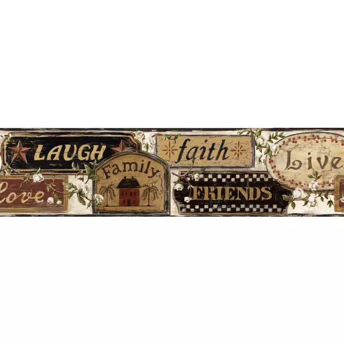 Penny White Loving Signs Portrait Wallpaper Border Chesapeake BBC65401B