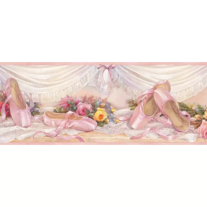 Eloise Pink Ballet Slippers Portrait Wallpaper Border Chesapeake BBC92092B