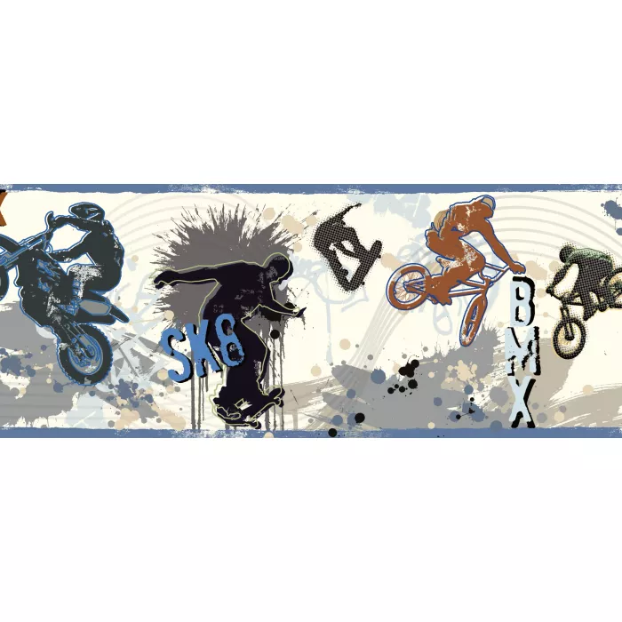 Bogie Blue Extreme Sports Wallpaper Border Chesapeake BBC94143B