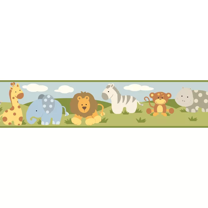 Simba Green Jungle Safari Cartoons Wallpaper Border Chesapeake BBC94182B
