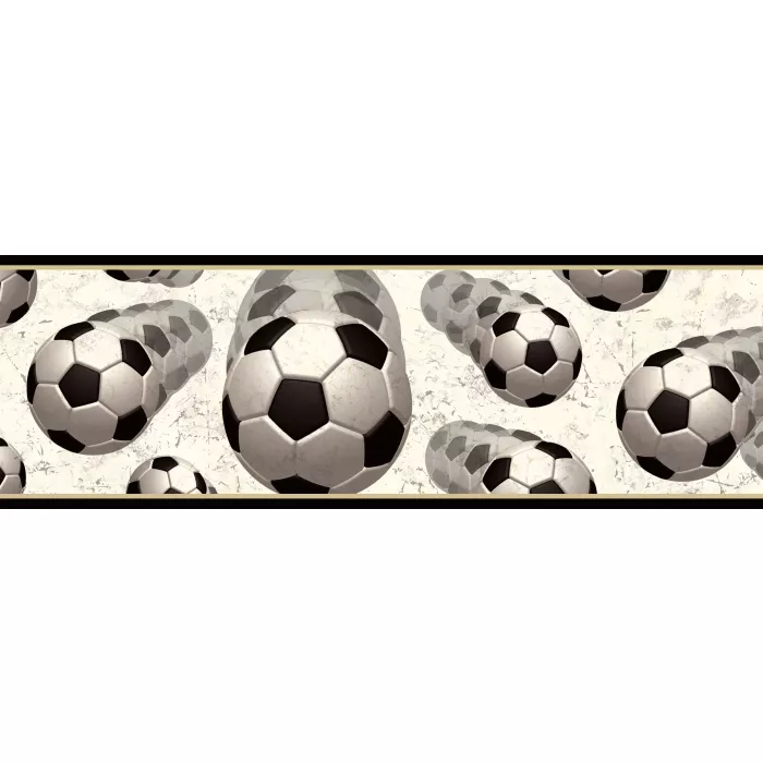 Beckham Black Soccer Balls Motion Wallpaper Border Chesapeake BBC94253B