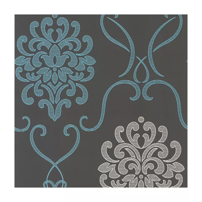 Suzette Aqua Modern Damask Wallpaper Decorline DL30443