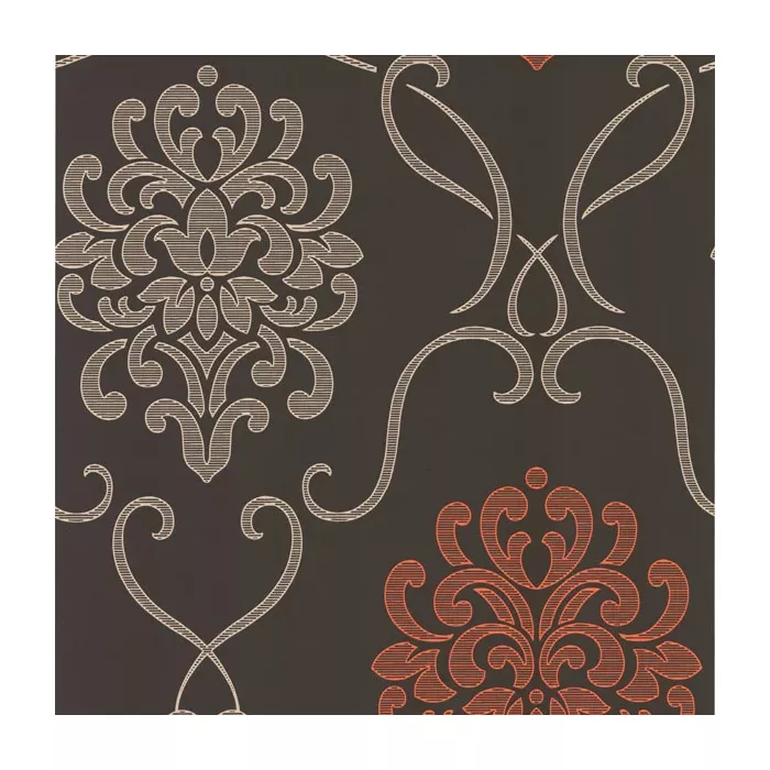 Suzette Brown Modern Damask Wallpaper Decorline DL30445