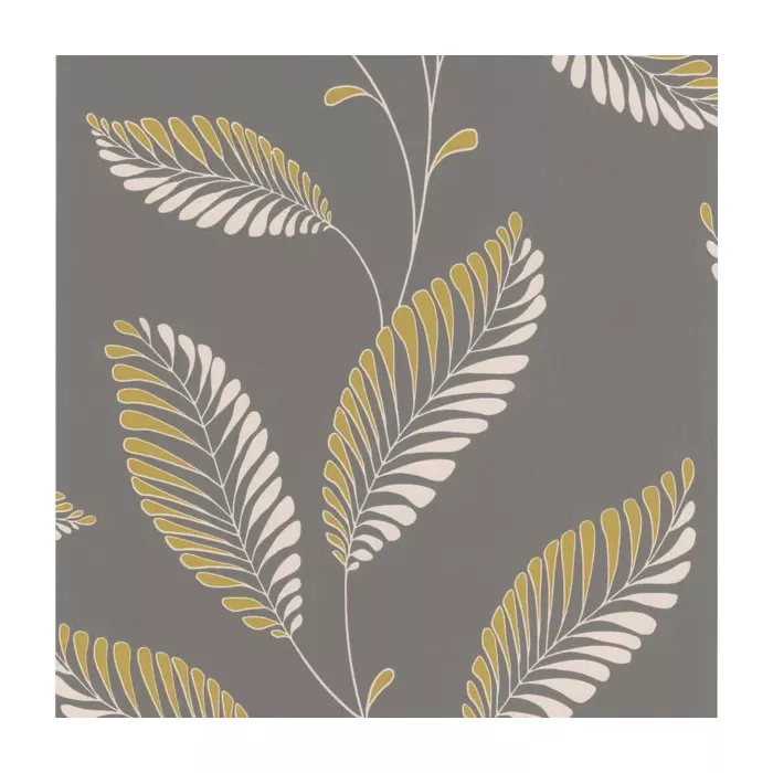 Aubrey Grey Modern Leaf Trail Wallpaper Decorline DL30464