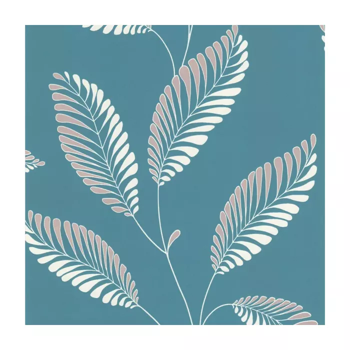 Aubrey Aqua Modern Leaf Trail Wallpaper Decorline DL30467