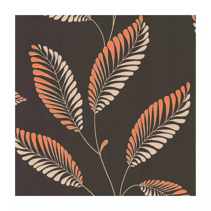 Aubrey Dark Brown Modern Leaf Trail Wallpaper Decorline DL30469