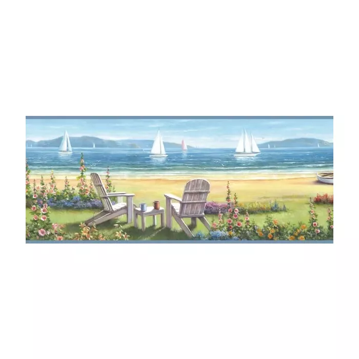 Barnstable Blue Seaside Cottage wallpaper wallpaper border Border Chesapeake DLR20021B