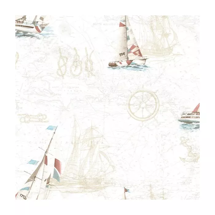 Flagler Salmon Water'S Edge Map Wallpaper Sidewall Chesapeake DLR47503