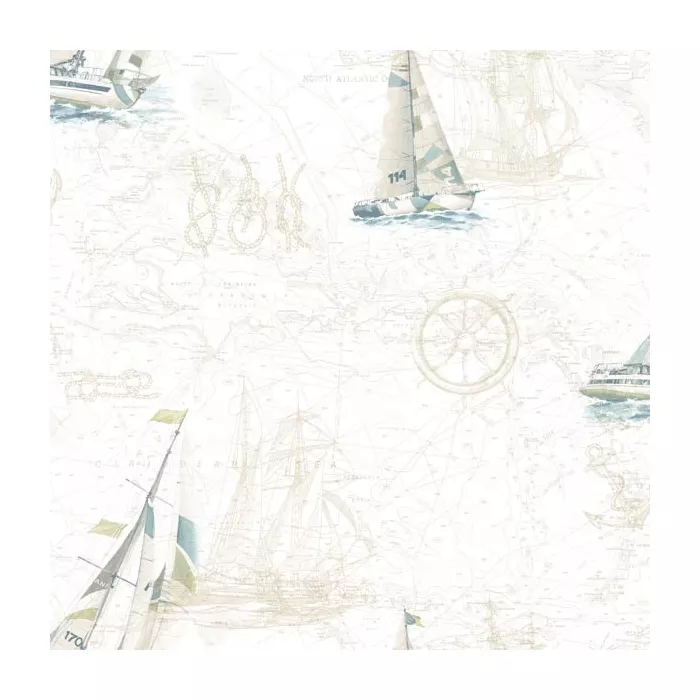 Flagler Green Water'S Edge Map Wallpaper Sidewall Chesapeake DLR47504