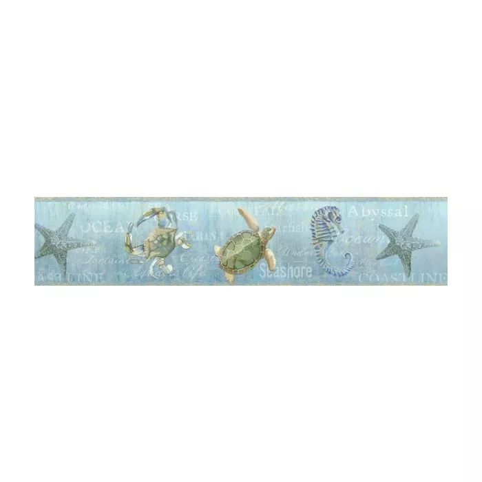 Coastal Aqua Newport Lagoon wallpaper border Border Chesapeake DLR53532B