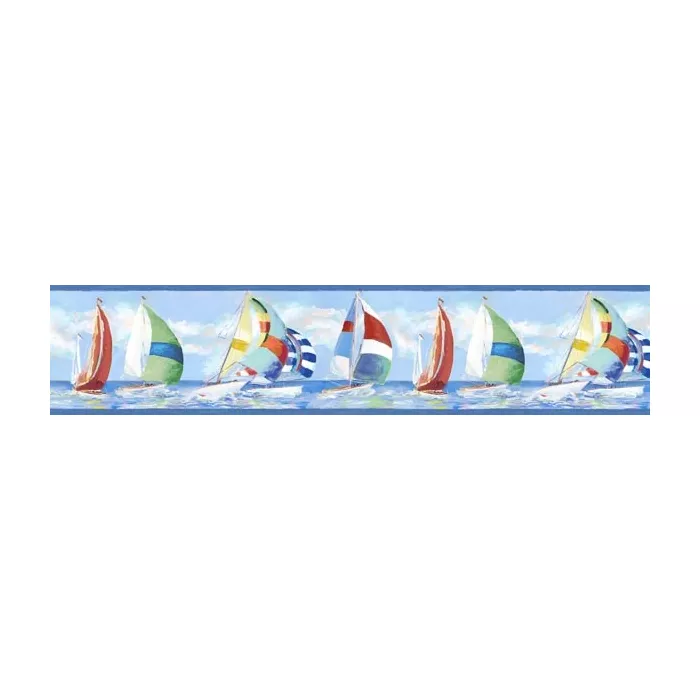Miramar Blue Regatta wallpaper border Border Chesapeake DLR53572B