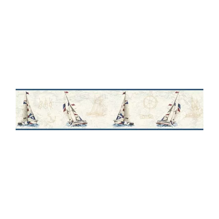 Destin Navy Water'S Edge wallpaper border Border Chesapeake DLR53591B