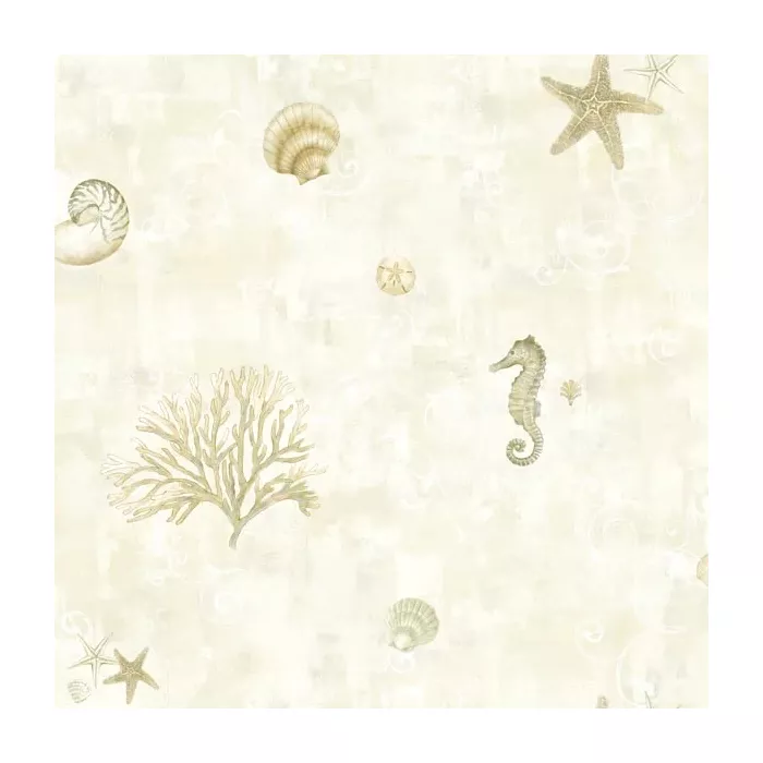 Boca Raton Beige Seashells Wallpaper Sidewall Chesapeake DLR54533