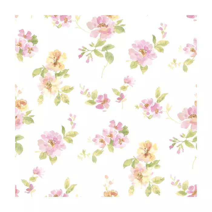Captiva Pink Watercolor Floral Wallpaper Sidewall Chesapeake DLR54594