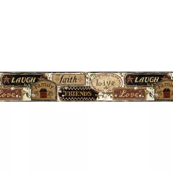 Neutral Love Wallpaper Border Chesapeake FFR65401B