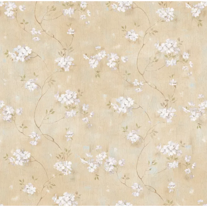 Braham Sand Country Floral Scroll Wallpaper Sidewall Chesapeake PUR44101