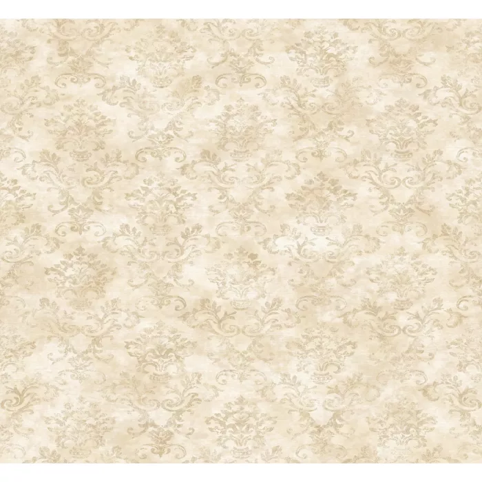 Evie Taupe Country Stencil Damask Wallpaper Sidewall Chesapeake PUR66359