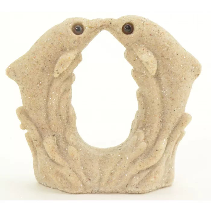 Mr. Sandman Sand Sculpture Figurine - Kissing Dolphins Dol14 - 2 5/8" Tall