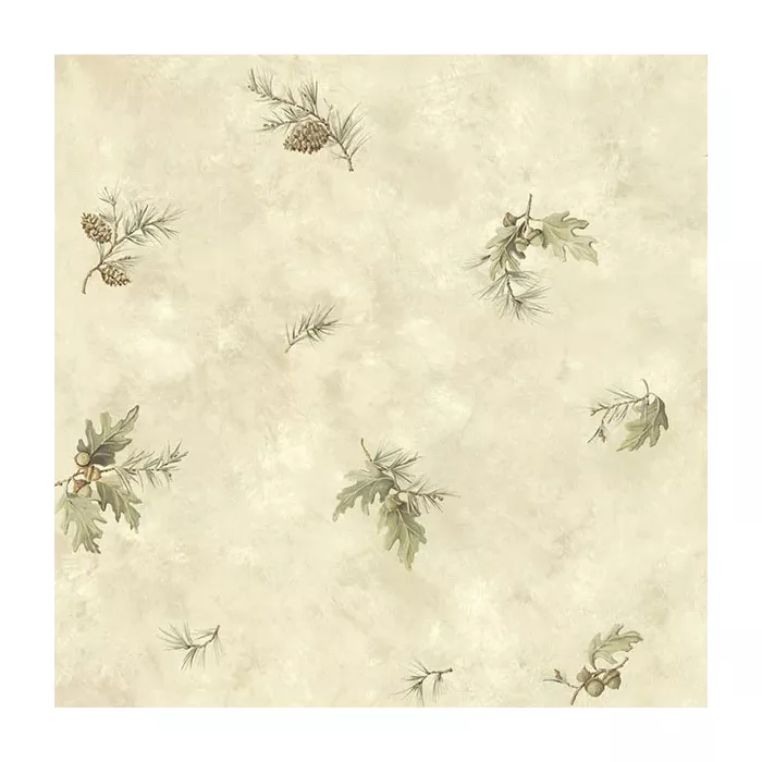Brimstone Bone Forest Leaf Toss Wallpaper Sidewall Chesapeake TLL01351