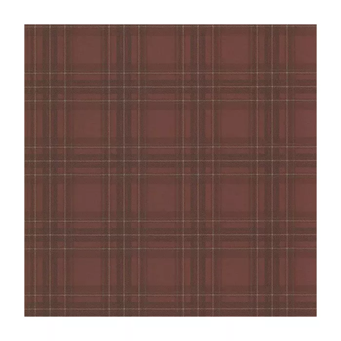 Fox Hollow Dark Red Plaid Wallpaper Sidewall Chesapeake TLL01412